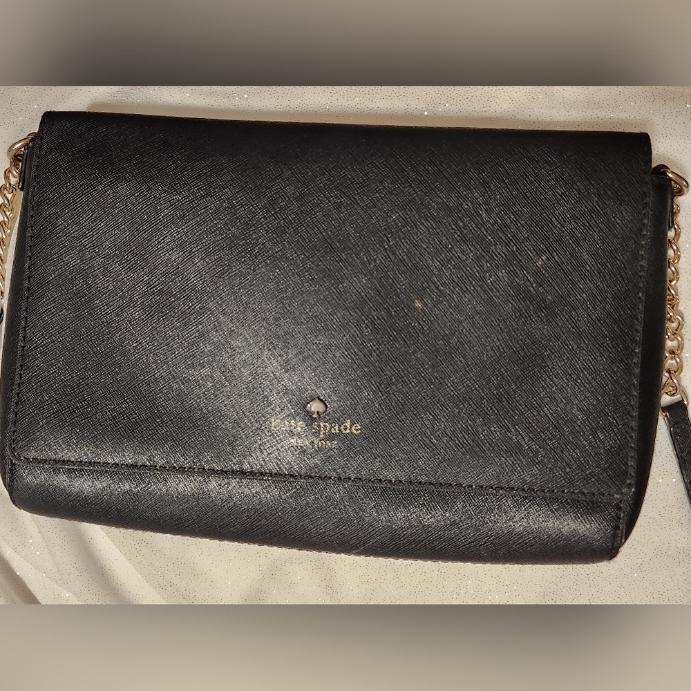 Kate Spade Vintage Chain Crossbody Black w Pink interior - Picture 12 of 14